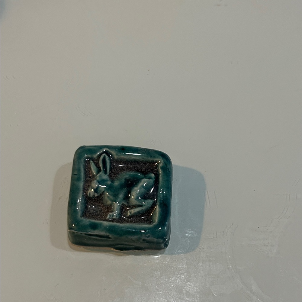 Small sweet Ceramic Rabbit artisan tile Easter